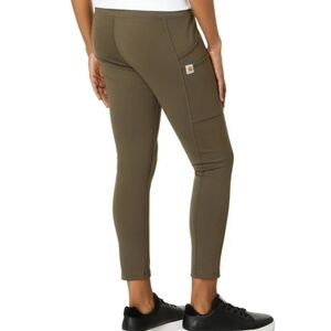 NWT Carhartt Force Women Olive Green Fitted Leggings Pockets Stretch Wor…